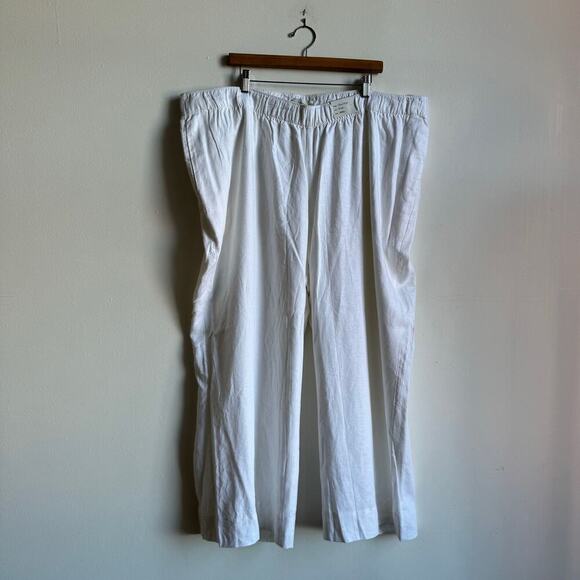 NWT ABERCROMBIE Linen Blend Wide Leg Pants in White - Picture 1 of 8